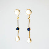 White Opal & Sapphire Earrings
