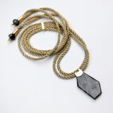 Black Quartz in Gold Necklace