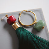 Green Tassels Earrings