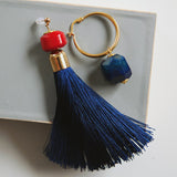 Blue Tassels & two rings Earrings