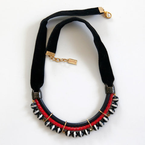 Black and Red Velvet Necklace