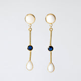 White Opal & Sapphire Earrings