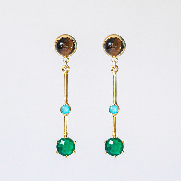 Emerald & Aqua Chalcedony Earrings