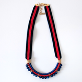 Navy and RED Velvet Necklace